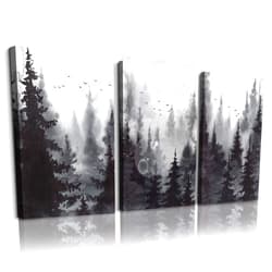 TTHYUEWS Scenery Watercolor Painting 3 Pieces Canvas Wall Art For Living Room Wall Decor For Bedroom Decorations Modern Office Home Decoration Black And White Forest Landscape Posters Canvas Prints Artwork