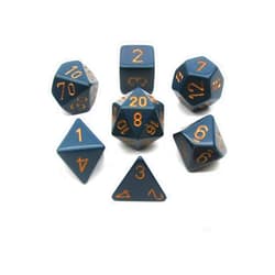 Chessex Polyhedral 7-Die Opaque Dice Set - Dusty Blue with Copper Numbers