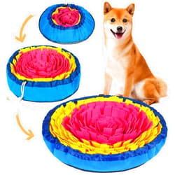 Vivifying Snuffle Mat for Dogs, Interactive Dog Enrichment Toys for Boredom and Mental Stimulation, Adjustable Sniff Mat for Slow Eating and Keep Busy (Red & Yellow)