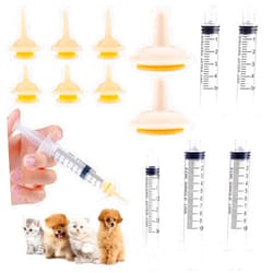 Vaokin 8PCS Silicone Feeding Nipples with Professional Reusable Kitten Feeding Syringes for Newborn Kittens, Puppies, Pets, Rabbits, Squirrel,Small Animals (3 Small+3 Medium+2 Large+5 Syringes)