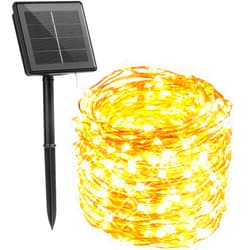 Minetom Solar String Lights for Outside, 33Ft 100 LED Outdoor Solar Fairy Lights, 8 Modes Balcony Lights for Tree Patio Christmas Party Wedding Decor (Warm White)