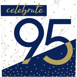 Creative Converting Navy and Gold 95th Birthday Napkins, 6.5