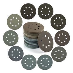 Tongbay 100pcs 5 Inch Sanding Discs Wet Dry Hook & Loop 8 Holes 60 120 240 400 600 800 1000 1500 2000 5000 Grit Orbital Sandpaper