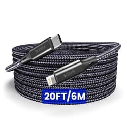 SCRUAK Extra Long iPhone Charger Cord 20Ft, [MFi Certified] 20 Ft USB C to Lightning Cable Fast Charging Nylon Braided iPhone Charger Cable for iPhone 14/14 Pro/14 Pro Max/13/12, iPad…