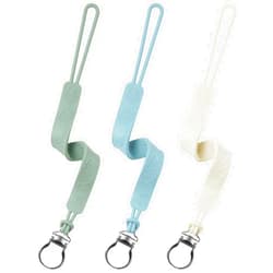 Seposeve Silicone Pacifier Clip, Seposeve Pack of 3 Baby Pacifier Teether Clip with 4 Texture, Soft Flexible Silicone Pacifier Leashes & Cases for Boy and Girl, Keeps Pacifier Clean, Green Blue White