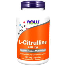 NOW Foods Supplements, L-Citrulline 750 mg, Supports Protein Metabolism*, Amino Acid, 180 Veg Capsules