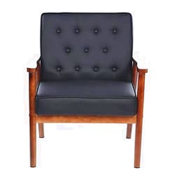 HopeHope 75x69x84CM 400 lbs Bedroom League Executive Guest Chair Guest Reception Chairs Wooden Lounge Chair Mid-Century Button Tufted Arm Chair Retro Accent Single Sofa Chair Seat