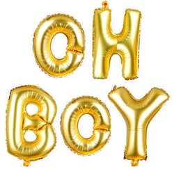 BBTO 2 Pack Oh and Boy Balloons Banners Alphabet Foil Letter Balloon Decoration with Gold Rope for Baby Shower Birthday Party Gender Reveal Party