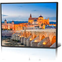 FEIWONERY Cordoba Spain at the Roman Bridge and Cathedral Black Framed Canvas Wall Art for Living Room Bedroom Kitchen Bathroom Prints Pictures Wall Decor Posters Painting Artwork 12x16
