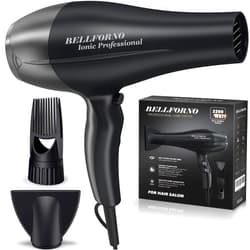 BELLFORNO Fast-Dry 2200W Negative Ionic Ceramic Hair Dryer Tourmaline Technology - Lightweight & Quiet Professional Salon Blow Dryer with ADC Motor - hairdryer