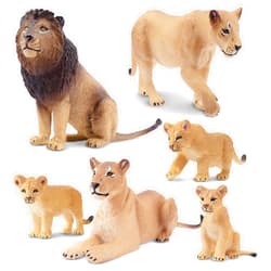 Toymany 6PCS Realistic Lion Figurines with Lion Cubs, 2-5