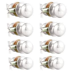 Probrico 8 Pack Interior Passage Keyless Door Knobs Door Lock Handle Handleset Lockset Without Key Doorknobs Satin Nickel for Hall/Closet-Door Knob