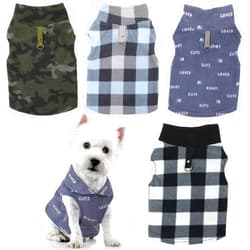 Weewooday 4 Pieces Winter Fabric Dog Sweater with Leash Ring Soft Fleece Vest Dog Clothes Plaid Camouflage Warm Puppy Dog Jacket Pullover Clothes for Small Dogs Cat Puppy Chihuahua(L)