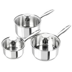 MICHELANGELO Stainless Steel Saucepan Set with Lids 1QT & 2QT & 3QT, Stainless Steel Sauce Pot Set 6pcs, Induction Saucepans, Nonstick Sauce Pan Set, Dishwasher Safe