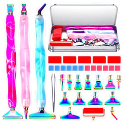 Tanoshimi Diamond Art Accessories Tools Kits for DIY, 5D Diamond Art Pen Screw Thread Tips, 35Pcs Diamond Art Painting Metal Tips for DIY Art&Craft, Diamond Art Painting Tools with 12 Clay, Colorful