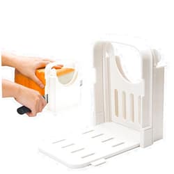 Kimwing Bread Slicer for Homemade Bread Adjustable Folding 4 Thickness Size Foldable Loaf Cutter Machine Bagel Toast Slicing Sandwich Maker (A- White)