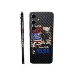 MIGHTY SKINS Carbon Fiber Phone Skin Compatible with Samsung Galaxy S24+ - Land of The Free - Premium 3M Vinyl Protective Wrap Decal Cover - Easy to Apply | Crafted in The USA by MightySkins
