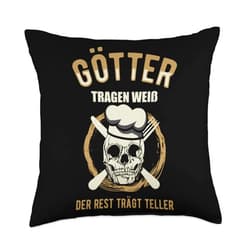 Götter tragen Weiß der Rest trägt Teller für Köche Götter tragen Weiss die Rest wears plates for chefs Throw Pillow