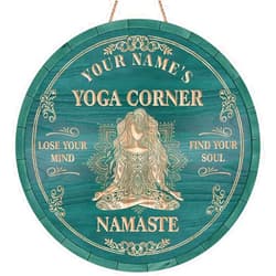 Artsy Woodsy Custom Yoga Wood Sign (Not Carved) Wall Plaque Decor For Yoga Studio Corner Zen Den Meditation Room Mindfulness Space, Namaste Sign, Yoga Gifts for Yoga Instructor Yogi Yoga Lovers (01)