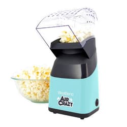 West Bend Air Crazy Popcorn Machine for Healthy Snacking with No Oil, 4-Quart, Blue