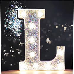Pooqla LED Marquee Letter Lights, Light Up Silver Letters Glitter Alphabet Letter Sign Battery Powered for Night Light Birthday Party Wedding Girls Gifts Home Bar Christmas Decoration, Silver Letter L