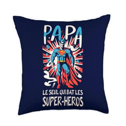 CADEAU DES PAPAS D'AMOUR Cadeau d'anniversaire fete des pères Pour Son Super Papa Throw Pillow, 18x18, Multicolor