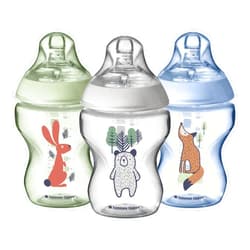 Tommee Tippee Closer to Nature Baby Bottles, Woodland Friends | Breast-Like Nipple, Anti-Colic Valve (9oz, 3 Count)