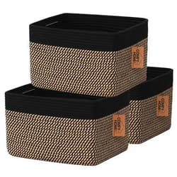 COMFY-HOMI 3PACK Cotton Rope Square Basket with Handles for Shelves|Dog Toy Basket Bin and Storage|Baby Basket for Gift|Shoe Basket for Organizing|New 13.5