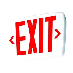 Lithonia Lighting LQM S W 3 R 120/277 EL N M6 Quantum Thermoplastic LED Emergency Exit Sign with Stencil-Faced White Housing and Red Letters with Nickel Cadium battery