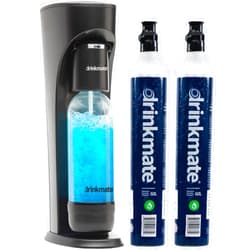 Drinkmate OmniFizz Sparkling Water and Soda Maker, Carbonates Any Drink, Bubble Up Bundle - Includes Two 60L CO2 Cylinders, One Carbonation Bottle, and Fizz Infuser (Matte Black)