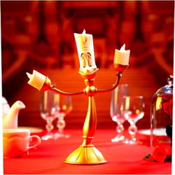 LJWW Beauty and The Beast Candle Holder Candle Holder Ornament Alarm Clock Ornament Retro Home Decoration Collection Resin Ornament- Birthday Gift (LED Lights)