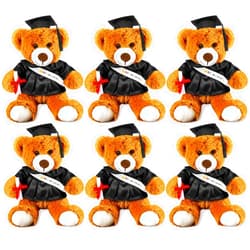 VercanMonth 6 Pcs Class of 2024 Graduation Bear 9 Inch Graduation Plush Stuffed Animal, Stuffed Bear Dolls with Gown Sash Diploma Cap Tassel for Preschool Kindergarten College Gifts (Black)