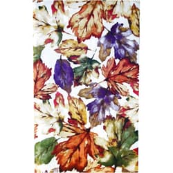 Bountiful Harvest (Elrene) Colorful Changing Leaves of Autumn Vinyl Flannel Back Tablecloth (52 x 52 Square)