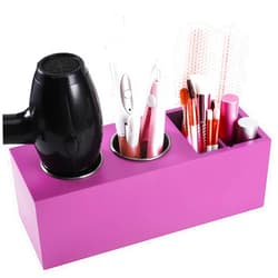 RAIKEDR Hair Dryer Countertop Holder, Hair Tool Organizer Wall Mount, Blow Dryer Holder Cabinet Door Organizer, Bathroom Countertop Blow Dryer Holder and Curling Iron Holder (Cedar Wood, Rose Red)