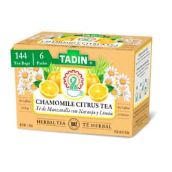 Tadin Chamomile Citrus Tea, Herbal Tea, Tea Bags Individually Wrapped, Caffeine Free Tea, 24 Tea Bags Per Box, Pack of 6