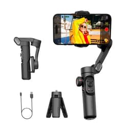 AOCHUAN Gimbal Stabilizer for Smartphone, iPhone Gimbal w/Focus Wheel Face/Object Tracking Gimbal for iPhone 15 14 Pro Max/Android Foldable 3-Axis Handheld Phone Gimbal for Video Recording -Smart XE