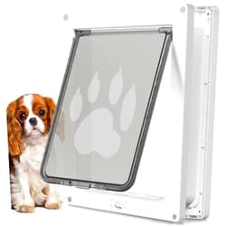 CEESC Dog Door for Pets Up to 20 lb, Weatherproof Pet Door for Cats and Dogs, Durable, Snap-in Closing Panel Included, Suitable for Interior and Exterior Doors(Small White)