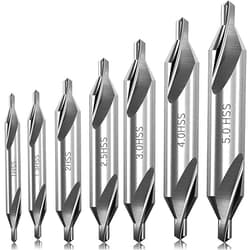 Generic 7 Pieces Center Drill Bits Set, M2 High Speed Steel 60-Degree Angle Center Drill Bits Kit Countersink Tools for Lathe Metalworking Size 1.0 1.5 2.0 2.5 3.0 4.0 5.0