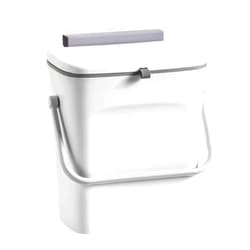 LALASTAR Small Trash Can with Lid, Kitchen Compost Bin for Countertop or Under Sink, Plastic Hanging Waste Basket for RV/Office/Bedroom/Dorm, Mountable, 4L/1 Gal, White