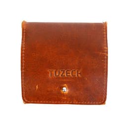Chelure Leather Jewelry Pouch, Mini Travel Size Box, Rings & Precious Articles Storage Organizer, Groom & Bridesmaid Wedding Gifts, Handmade :: Bourbon Brown