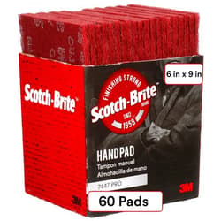 Cubitron 3M Scotch-Brite 7447 Pro Hand Pad, Very Fine Grade, Pack of 60, 6 in x 9 in, Aluminum Oxide, Load Resistant, General Purpose Sanding, Surface Activation, Pre-Paint Scuffing