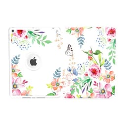 MoKo Case for iPad 9th Generation 2021 / iPad 8th Generation 2020 / iPad 7th Generation 2019 with Pen Holder, iPad 10.2 Case with Soft TPU Back Stand Cover, Auto Wake/Sleep, Fragrant Flowers
