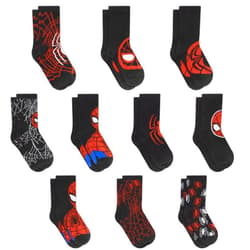 Marvel Spiderman Boys Socks, 10-Pack of Decorative Spiderman Toddler Socks, Amazing Legends Socks for Boys 2-4T Black Assorted