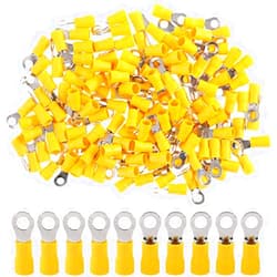 Hilitchi 100Pcs 12-10AWG Insulated Terminals Ring Electrical Wire Crimp Connectors (Yellow, M5) (Yellow - M5)