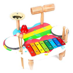 AKLOT Hand Held Drum Percussion Musical Educational Instrument for Adults Party Kids Dance & Song Accompaniment (Kid Drum Set, 14 *11 inch)