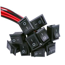 TWTADE 10Pcs Rocker Switch ON/Off 2Pin Latching Square Toggle SPST Switch Snap with Wires KCD1-X-F