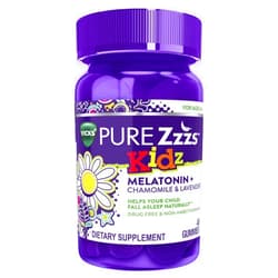 ZzzQuil VICKS PURE Kidz, Melatonin Sleep Aid Gummies for Kids and Children, Helps Your Child Fall Asleep Naturally, Low Dose Melatonin, Berry Flavored, 48 Gummies