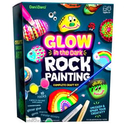 Dan&Darci Kids Rock Painting Kit - Glow in The Dark - Arts & Crafts Easter Gifts for Boys and Girls Ages 6-12 - Craft Activities Kits - Creative Art Toys for 6, 7, 8, 9, 10, 11 & 12 Year Old Kids