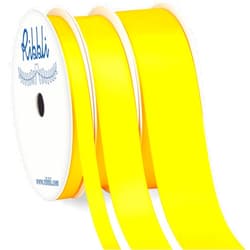 Ribbli 3 Rolls Maize Yellow Satin Ribbon Double Faced,Total 30 Yards,(1/4 Inch x 10-Yard,5/8 Inch x 10-Yard,1 Inch x 10-Yard), Use for Bows Bouquet,Gift Wrapping,Baby Shower,Wedding Decoration