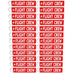 Junkin 24 Pcs Flight Crew Keychain Airplane Aviation Keychain Flight Crew Luggage Tags Embroidered Keychain Key Ring Car Motorcycles Flight Attendant Gift Pilot Gifts Men Women (Red)
